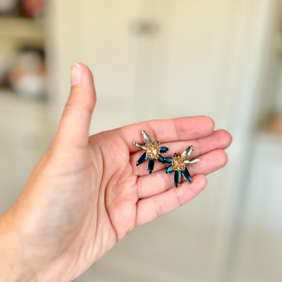 J.Crew Statement Cluster Earrings Worn Twice Beautiful Shape Multicolor MSRP $89 - Picture 3 of 5